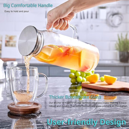 Bivvclaz 2 Pack 1.6 Liter 54 oz Glass Pitcher - Image 3