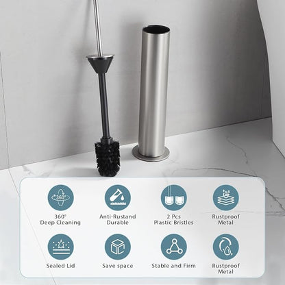 BGL Toilet Brush and Holder Set, Heavy Duty 304 Stainless Steel, Round Base and - Image 5