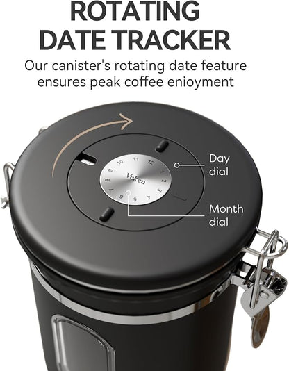 Veken Coffee Canister with Window, Airtight Stainless Steel Kitchen Food - Image 5