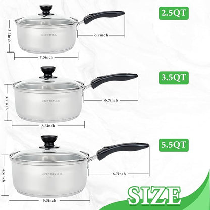 Stainless Steel Saucepan with Lid Set - Image 2