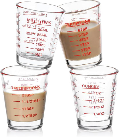 Shot Glasses Measuring Cup Set 4PACK Espresso Shot Glasses Liquid Heavy Glass by SAIAOKJ