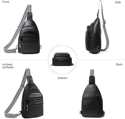 Sling Bag for Women Cross Body Bags Fanny Packs Shoulder Bag Sling Backpack Vegan Leather Trendy Travel Purses Black