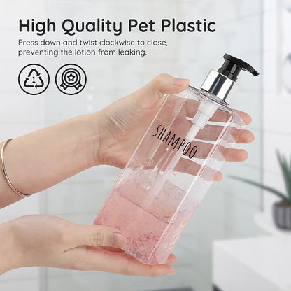 Segbeauty 3pcs Clear Soap Dispenser, 16.9oz Refillable Shampoo Conditioner - Image 2