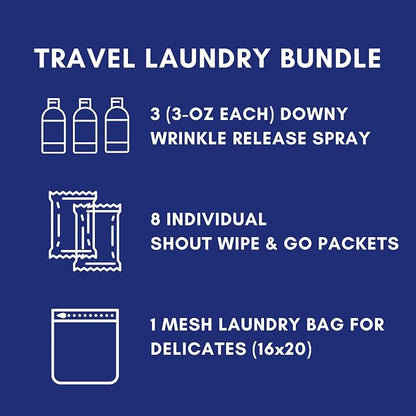 Downy Wrinkle Releaser Spray Travel Size 3 oz, 8 Shout Wipes Individually - Image 2