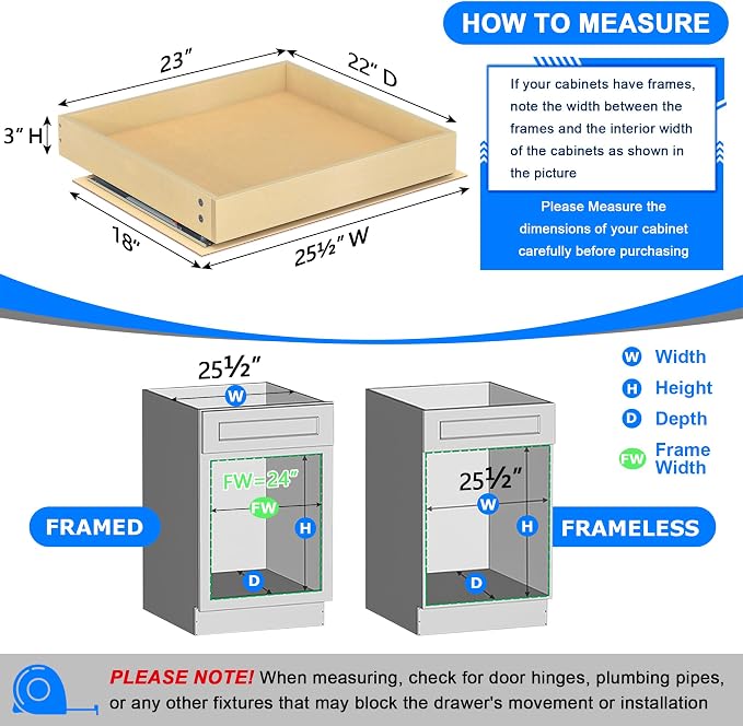 WelFurGeer Heavy-Duty Plywood Pull-Out Cabinet Drawers, Smooth Slide-Out Shelves - Image 3
