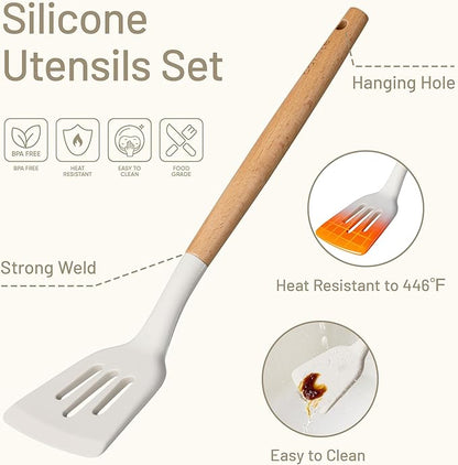 CAROTE Silicone Cooking Utensils Set, Kitchen Utensils Set 10 Pcs - Image 3
