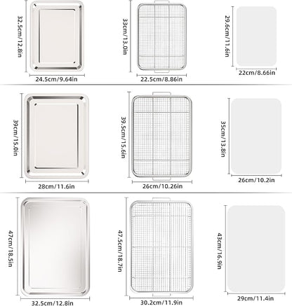 Air Fryer Basket for Oven, 3 Set Stainless Steel Oven Air Fryer Basket and Tray - Image 2