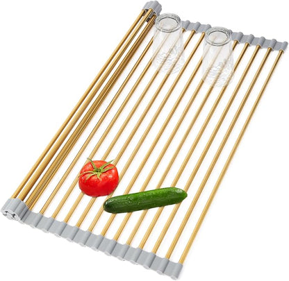 Golden Roll-UP Dish Drying Rack-Large Stainless Steel Dish Drainer Over The Sink by HAYAWEY