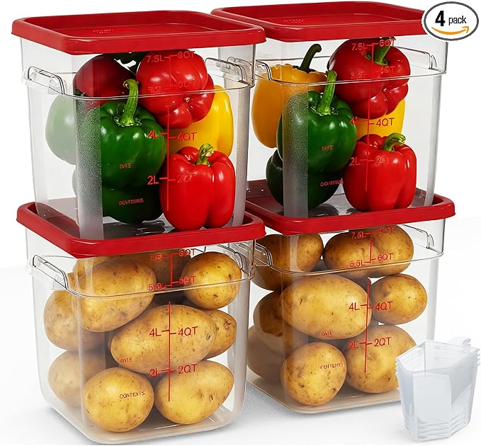 4 Pack 8 Quart Square Clear Food Storage Containers by Unknown