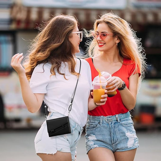 Real Leather Wallet RFID Blocking Passport Holder with Travel Lanyard Document Organizer Brown (Black)