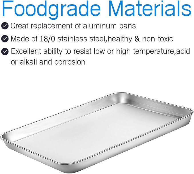 Cookie Sheet Baking Sheet Set of 3, Bastwe Commercial Grade Stainless Steel - Image 2