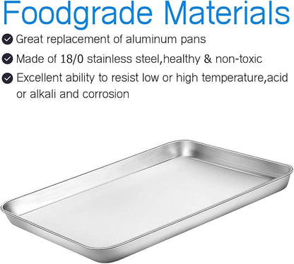 Cookie Sheet Baking Sheet Set of 3, Bastwe Commercial Grade Stainless Steel - Image 2
