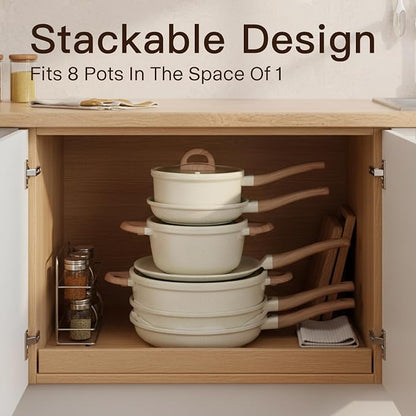 Pots and Pans Set Non Stick Non-Toxic 22 Pcs Ceramic Cookware Sets Nonstick - Image 7