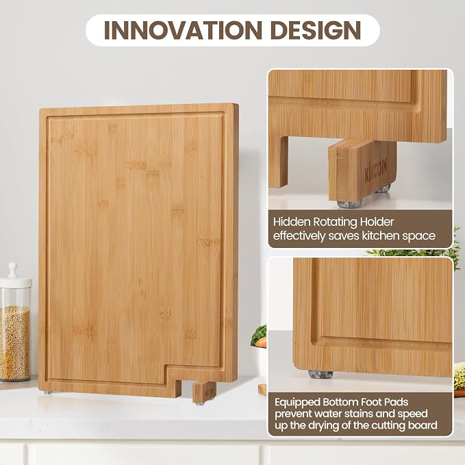 Kikcoin Bamboo Cutting Boards for Kitchen, 3XLarge Wood Cutting Board - Image 2