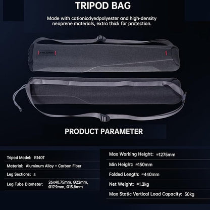 FALCAM TreeRoot F38 Quick Lock Camera Carbon Fiber Travel Tripod Max Payload 50Kg/110lbs (R140T)-T00A4904