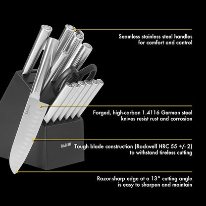 Babish High-Carbon 1.4116 German Steel 15 Piece Full Tang Forged Cutlery - Image 3