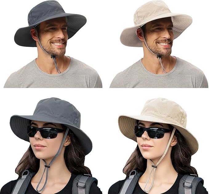 Rosoz Sun Hat for Men Women Boonie Bucket Hat Wide Brim Breathable Cooling Fishing Hats Safari Beach Garden UV Protection