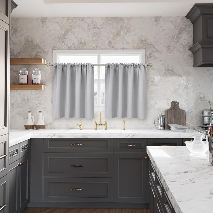 BGment Light Grey Blackout Curtains 30 Inches Long - Image 2