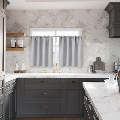 BGment Light Grey Blackout Curtains 30 Inches Long - Image 2