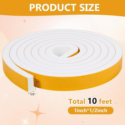 Weather Stripping Seal for Door Window, 10Feet High Density Foam Tape, - Image 2