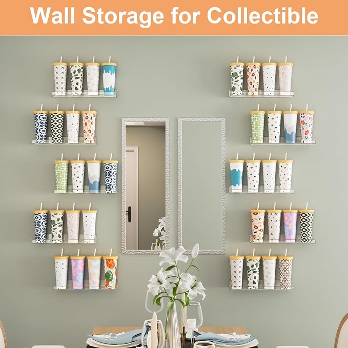 upsimples 10 Pack Acrylic Shelves Wall Organizer and Storage, Toy Cars - Image 5