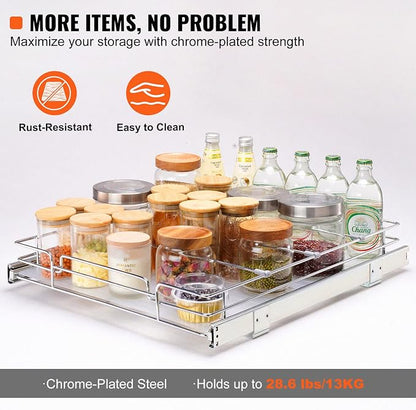 VEVOR 21.5" Wx21 Dx3.5 H Pull Out Cabinet Organizer, Heavy Duty Slide Out - Image 4