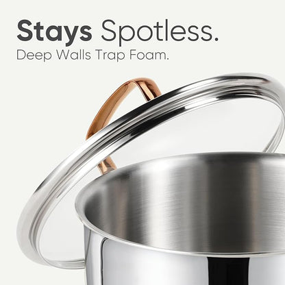 CAROTE 2Qt Stainless Steel Saucepan Set, Non-Toxic 3-Ply Stainless Steel - Image 6