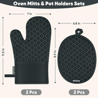 Oven Mitts and Pot Holders 4 Sets, Heat Resistant 500 ℉ Oven Mitt and Pot Holder - Image 2
