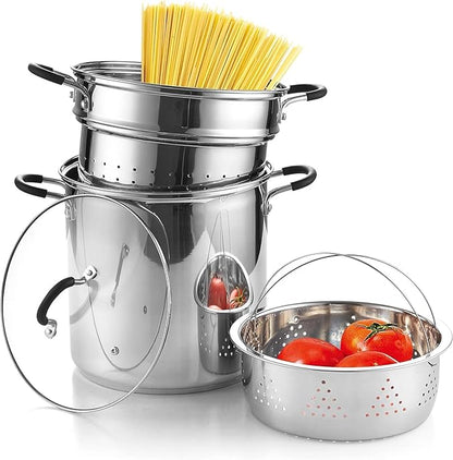 Cook N Home 4-Piece Stainless Steel Pasta Cooker Steamer Multipots, 12 Quart by CookNHome