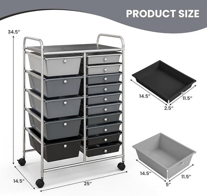 GOFLAME 15-Drawer Rolling Storage Cart, Utility Cart - Image 3