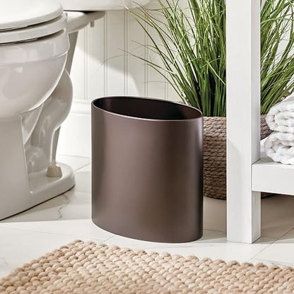 mDesign Stainless Steel Metal Oval Trash Can, 7.9 Liter/2.09 Gallon Wastebasket - Image 2