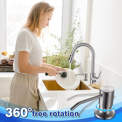 Built in Soap Dispenser for Kitchen Sink WEWE, Stainless Steel Brushed Nickel - Image 3