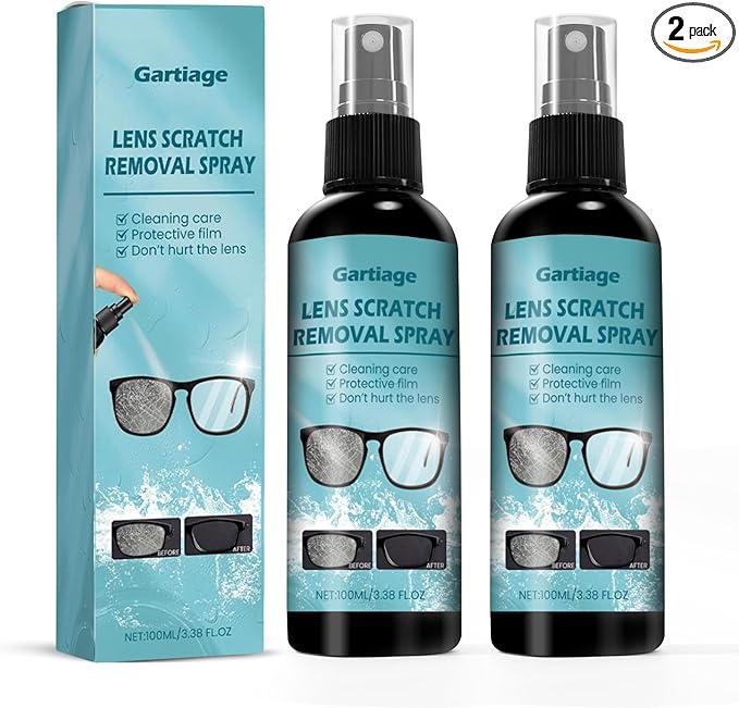 Eyeglass Scratch Remover for Lenses, Eyeglass Cleaner Spray, Glasses Lens Scratch Remover for Eyeglasses, Sunglasses Cleaning Kit (2PCS)