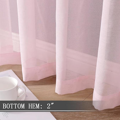 Tollpiz Short Sheer Curtains Living Room Linen Textured Curtain Sheers Light - Image 4