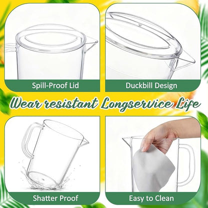 Tessco for you 12 Pcs Plastic Pitchers 60 Ounce Clear Restaurant Jug Large - Image 3
