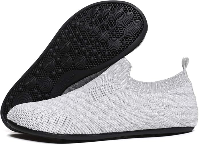 QZKDM Lightweight Slip on Grip Indoor House Slippers Barefoot Non Slip Home Exercise Yoga Shoes for Men Women
