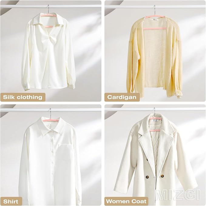 MIZGI 50 Pack Blush Pink Velvet Hangers - Image 7