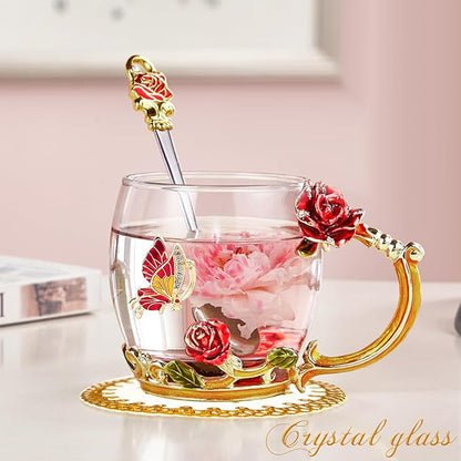 OEAGO Gifts for Mom Women Mothers Day Valentines Day Gifts Glass Coffee Enamels - Image 4