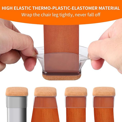 Ezprotekt 24 Pcs Rectangle Clear Silicone Chair Leg Floor Protectors Caps - Image 3