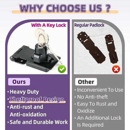 Alise Keyed Hasp Lock, 2.5 Inch Safety Packlock Clasp Hasp Lock Latch - Image 8