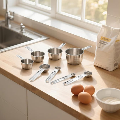 Measuring Cups and Spoons Set, Stainless Steel Measuring，4 Spoons, 4 Cups - Image 7