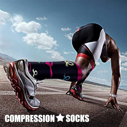 CHARMKING Compression Socks for Women & Men Circulation (3 Pairs) 15-20 mmHg is Best Support for Athletic Running Cycling