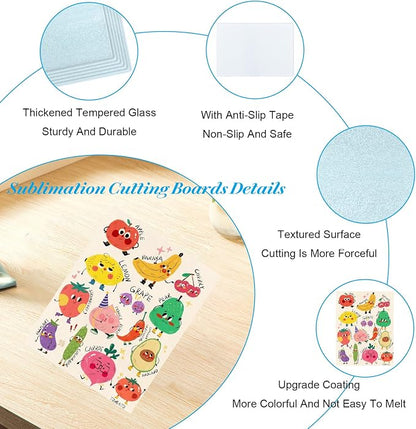 6 Pcs Sublimation Cutting Board Blanks, Textured Tempered Glass Cutting Boards - Image 3