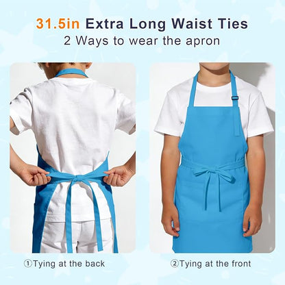 Kids Apron and Chef Hat Set, 16 Pieces Boys Girls Kids Apron - Image 3