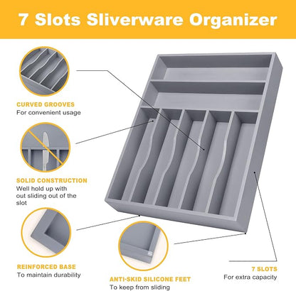 Kitchen Bamboo Silverware Organizer, Kitchen Drawer Organizer - Image 5