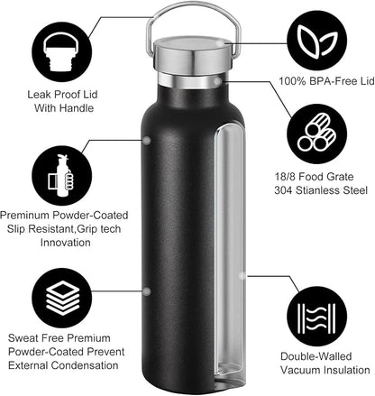 Neihepal 20 oz Insulated Water Bottles Bulk 2 Pack, Stainless Steel Double Wall - Image 3