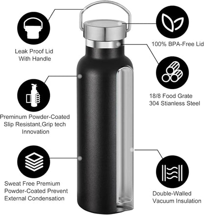 Neihepal 20 oz Insulated Water Bottles Bulk 4 Pack, Stainless Steel Double Wall - Image 3