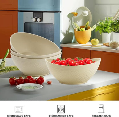 Large Bowls 65 OZ, Wheat Straw Bowls Set of 4, Unbreakable Salad Bowl, - Image 5