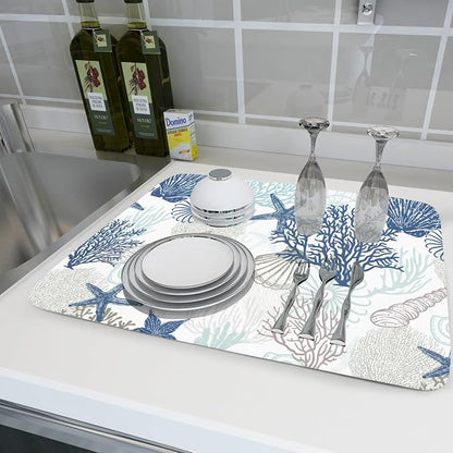 Summer Navy Blue Dish Drying Mat - Image 6