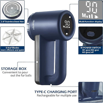 iRUNTEK Rechargeable Fabric Shaver & Lint Remover｜3-Speed Lint Shaver - Image 5